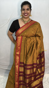 Vriksham Golden With Red Border-Kalyani Cotton Saree-VS4587